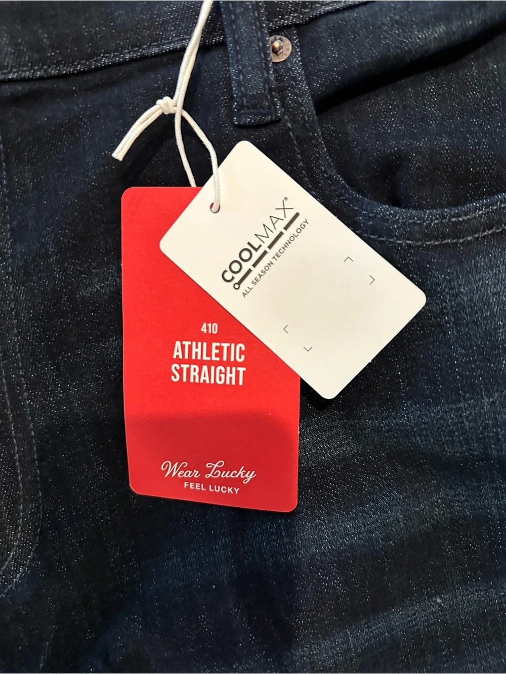 NWT Lucky Brand Men's Dark Indigo Straight Jeans Athletic 410 42x30 Cool Max